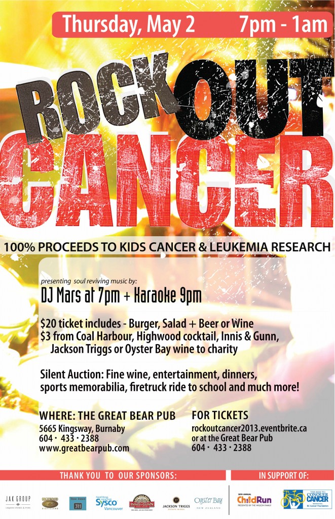 Rock Out Cancer Thursday May 2 2013 Burnaby BC